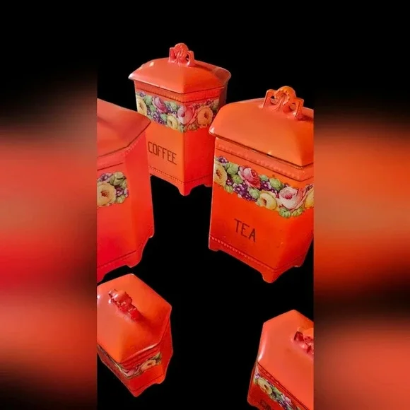 Vintage Czechoslovakia Porcelain Kitchen Canisters - 6 Small / 6 Large / 1 Salt  - Picture 3 of 16